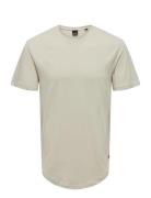 Onsmatt Longy Ss Tee Noos Tops T-Kortærmet Skjorte Cream ONLY & SONS