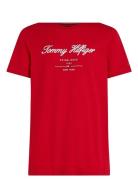 Script Logo Tee Tops T-Kortærmet Skjorte Red Tommy Hilfiger