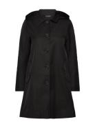 Hooded Cotton-Blend Balmacaan Coat Tynd Frakke Black Lauren Ralph Laur...