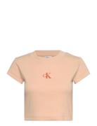 Monogram Baby Tee Tops T-shirts & Tops Short-sleeved Orange Calvin Kle...