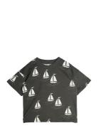 Sailing Boats Aop Ss Tee Tops T-Kortærmet Skjorte Black Mini Rodini