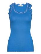 Rwbabette Silk Sl U-Neck Long Lace Tops T-shirts & Tops Sleeveless Blu...