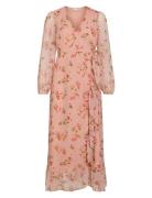 Viedee L/S Ankle Wrap Dress Knælang Kjole Pink Vila