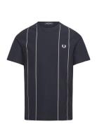 Pinstripe T-Shirt Tops T-Kortærmet Skjorte Navy Fred Perry