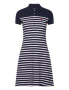 Striped Stretch-Mesh Polo Shirtdress Knælang Kjole Navy Polo Ralph Lau...