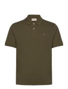 Textured Polo Tops Polos Short-sleeved Khaki Green GANT