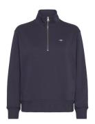 Shield Half-Zip Tops Sweatshirts & Hoodies Hoodies Navy GANT