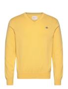 Classic Cotton V-Neck Tops Knitwear V-necks Yellow GANT