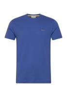 Contrast Logo Ss T-Shirt Tops T-Kortærmet Skjorte Blue GANT