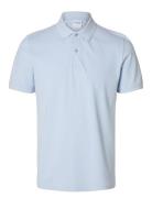 Slhslim-Atlas Ss Polo Tops Polos Short-sleeved Blue Selected Homme