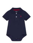 Soft Cotton Polo Bodysuit Bodies Short-sleeved Navy Ralph Lauren Baby