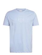 Reg Tonal Shield Ss T-Shirt Tops T-Kortærmet Skjorte Blue GANT