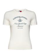 Tjw Slim Crest Nyc Ringer Tee Tops T-shirts & Tops Short-sleeved White...