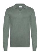 Ecovero L/S V-Neck Polo Tops Knitwear V-necks Green Lindbergh