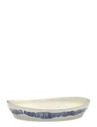 Serving Bowl S White Stripes Blue Feast Home Tableware Bowls & Serving...