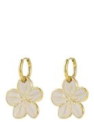 Calista Enamel Earring Ivory/Gold Ørestickere Smykker Gold Bud To Rose