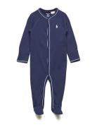 Cotton Footed Coverall Langærmet Body Blue Ralph Lauren Baby