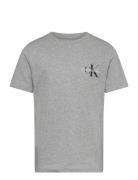 Chest Monologo Ss T-Shirt Tops T-Kortærmet Skjorte Grey Calvin Klein