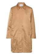 Minimal Padded Satin Coat Trenchcoat Frakke Brown Calvin Klein