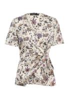 Slkarven Wrap Blouse Printed Ss Tops Blouses Short-sleeved Multi/patte...