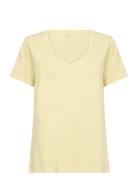 Crnaia Deep V-Neck T-Shirt Tops T-shirts & Tops Short-sleeved Yellow C...