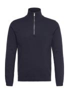 100% Recycle Knit Half Zip Tops Knitwear Half Zip Jumpers Navy Lindber...