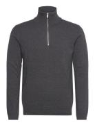 100% Recycle Knit Half Zip Tops Knitwear Half Zip Jumpers Grey Lindber...