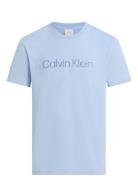 Textured Embroidery Logo T-Shirt Tops T-Kortærmet Skjorte Blue Calvin ...