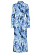 Yasmillo Ls Long Shirt Dress S. Maxikjole Festkjole Blue YAS