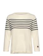 Helen Striped Top Tops Knitwear Jumpers White BUSNEL