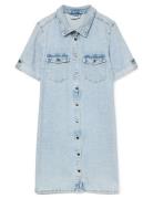 Vmjennie Ss Short Denim Dress Ga Noos Knælang Kjole Blue Vero Moda