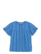 Ruffle Shirt Tops T-Kortærmet Skjorte Blue Daily 7