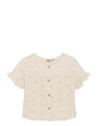 Ruffle Shirt Allover Print Tops T-Kortærmet Skjorte Cream Daily 7