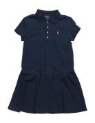 Stretch Mesh Polo Dress Kjole Blue Ralph Lauren Kids