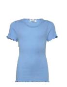 Rkbalta Ss Regular Lace T-Shirt Tops T-Kortærmet Skjorte Blue Rosemund...