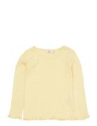 Summer Pointelle Ls Tee Tops T-shirts Long-sleeved T-Skjorte Yellow Co...