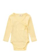 Pointelle Heart Crossover Body Ls Bodies Wrap Bodies Yellow Copenhagen...