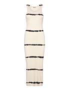Close Fitted Rib Dress Tie Dye Knælang Kjole White Weekday