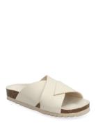 Sl Vivian Pu Leather Beige Flade Sandaler Cream Scholl