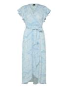 Vmpage S/L Long Wrap Dress Wvn Ga Kort Kjole Blue Vero Moda