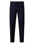 Slh196-Straight Leroy Linen Bld Pnt Noos Bottoms Trousers Chinos Navy ...