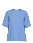 Slfvilja Ss Printed Tee W Tops T-shirts & Tops Short-sleeved Blue Sele...