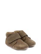 Beginners™ Velcro Season Slippers Hjemmesko Khaki Green Pom Pom