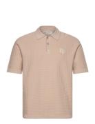 Wilkins Knit Polo Designers Knitwear Short Sleeve Knitted Polos Beige ...