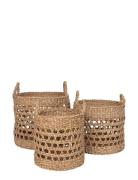 Lilia - Baskets, Seagrass, Natural, Set Of 3 Home Storage Storage Bask...