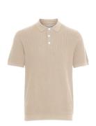 Cfkarl Structured Knit Polo Tops Knitwear Short Sleeve Knitted Polos B...