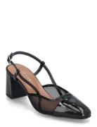 264-Dhapopille Vernis Pli/Res Shoes Sling Backs Heeled Slingbacks Blac...