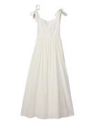 Bow-Strap Seersucker Summer Dress Knælang Kjole White Lexington Clothi...