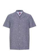 Tjm Linen Blend Camp Ss Ext Tops Shirts Linen Shirts Navy Tommy Jeans