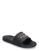 Hilfiger Flags Pool Slide Shoes Summer Shoes Sandals Pool Sliders Blac...